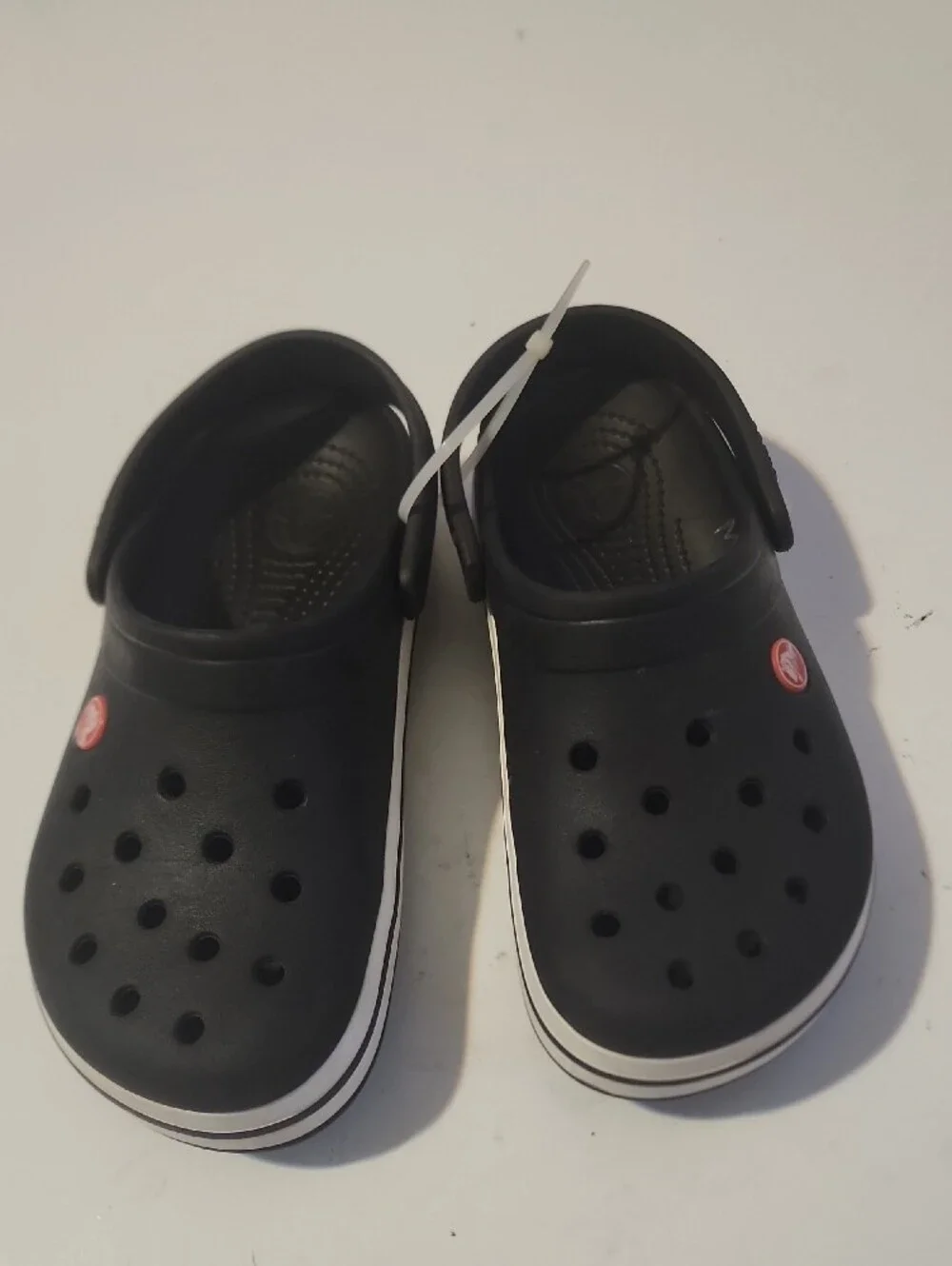 CROCS Kids Black Clog Sandals with White Trim. New Without Box